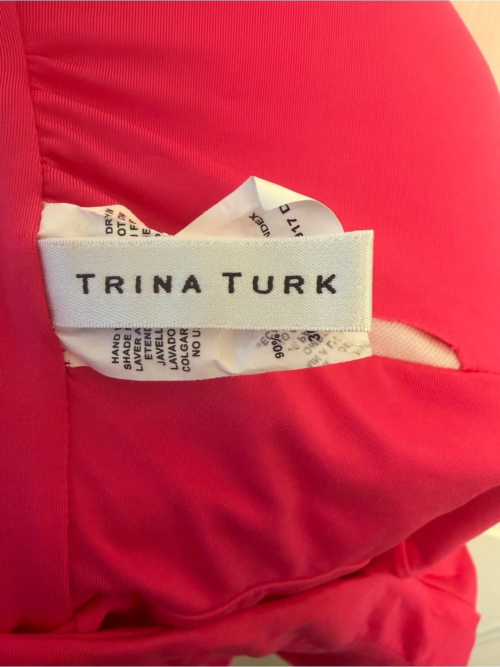 Trina Turk Womens Monaco Solid Ruffle Plunge One Piece Swimsuit Pink Size 10 - Picture 3 of 5